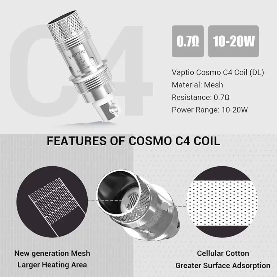 原廠 VAPTIO Cosmo Prime Tank 成品霧化器 成品芯 商品特色 1