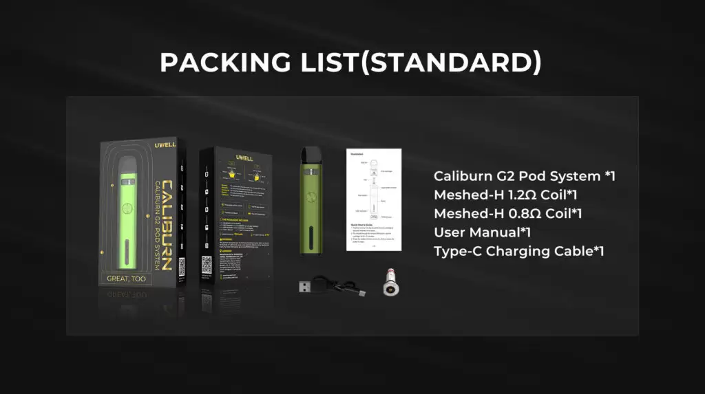 Uwell Caliburn G2 咖哩棒 小煙套裝 商品特色 13